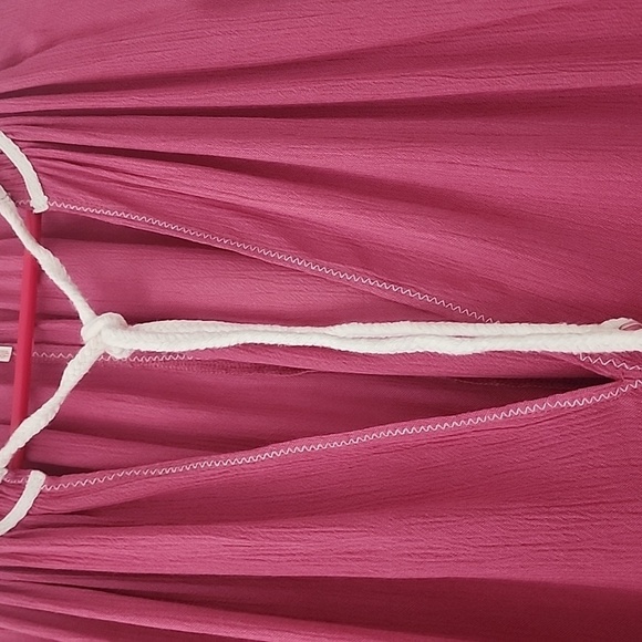 Free People Bohemian Lagenlook Rayon Tunic Top Deep V-neckline Size XS in Pink - Picture 3 of 9